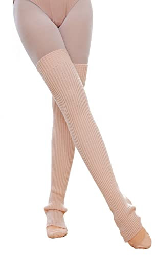 JK Home 73cm Long Knit Leg Warmers Over Knee Winter High Footless Yoga Socks for Women Girls, Long Boot Cuffs Dance Gaiters 80s Party Club Fancy Dress