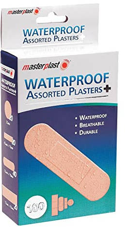 Plasters Assorted Waterproof Breathable Band Aid Plasters Keeps Wounds, cuts and grazes Clean and Dry While They heal 4 Sizes (Waterproof, 100)