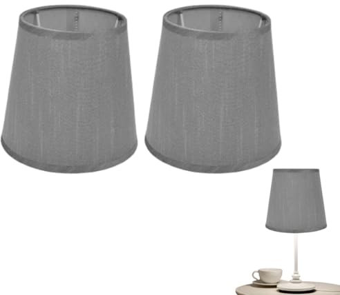 2er-Set Kerze Kronleuchter Lampenschirm, Nachttisch Lampenschirm Lampenschirm Kerzenlicht Hängelampe Lampenschirm Mini-Lampenschirm Lichtschirme Für Lampen Barrel Stoff Lampenschirm (Grau)