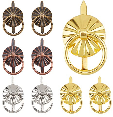 GORGECRAFT 40 STÜCKE 4 Farben Metall Brad Verschlüsse Mit Zugringen Mini Brad Papier Verschlüsse Anzeigetafel Griff Schublade Dekoration Zubehör Für DIY Handwerk Küche Badezimmer Bücher