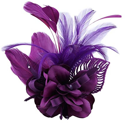 JAWSEU Broche Plume Femme, Broche Fleur en Plume Élégante Écharpe Pince Broche Broche Plume Chapeau Costume Manteau Vêtements Accessoires Broche Vintage pour Femmes