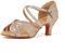 Syrads Chaussures de Danse Femmes Latine Salsa Tango Valse Bachata Moderne Chaussures Danse De Salon avec des Strass,Or 6cm Heel,41 EU