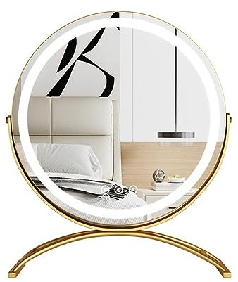 APLUSH 36o° Drehbarer Schminkspiegel, HD-Kosmetikspiegel mit Beleuchtung, Smart Touch Control, 3 Farben Dimmbar, Metallrahmen(30 * 36CM/11.8 * 14.2IN)