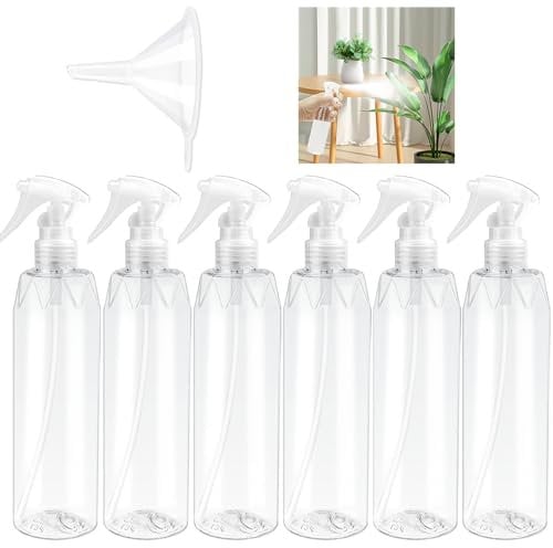 TAIHOBO 6 Piezas Pulverizador Agua Peluqueria Vacías, 200ml Bote Spray Pulverizador de Plástico con Embudo Pequeño, Recargable Atomizador de Transparente para Peinado, Plantas, Mascotas Limpieza
