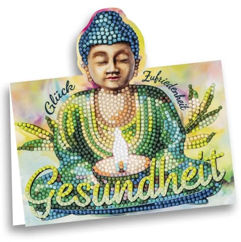 Ideen mit Herz | Diamond-Painting Aufstellkarte | Geburtstag | Genesung | Dekoration | 370 g/m² | 16,3 cm x 16 cm | inkl. Umschlag & Werkzeug (Buddha)