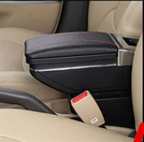 car storage box Dual Layer Seat Armrests Car Center Console Box Storage Box Leather Arm Rest Cup Holder For VW For Polo 9N 2002-2009 (Color : A style black)