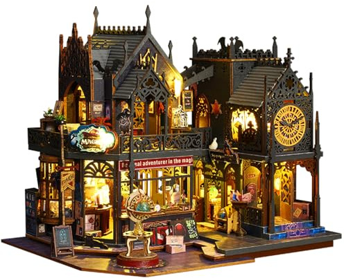 Flever Puppenhaus Miniatur DIY Haus Kit Kreatives Zimmer mit Möbeln für Romantisches Kunstwerk Geschenk (Holo Magic City)
