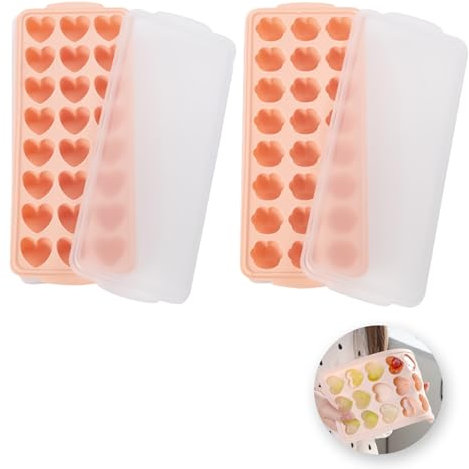 2 Pieces Silicone Heart Shape Ice Cube Tray Heart Ice Cube Tray Silicone Heart Ice Cube Silicone Mold Ice Cube Tray for Making Ice Cubes Candy Chocolate Pudding Jelly Fudge
