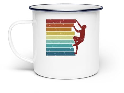 Generisch Retro Boulder Escalada Velocidad Escalada Deportiva Kraxler Escalada - Taza de Esmalte, Blanco, EinheitsgrÃÃ e