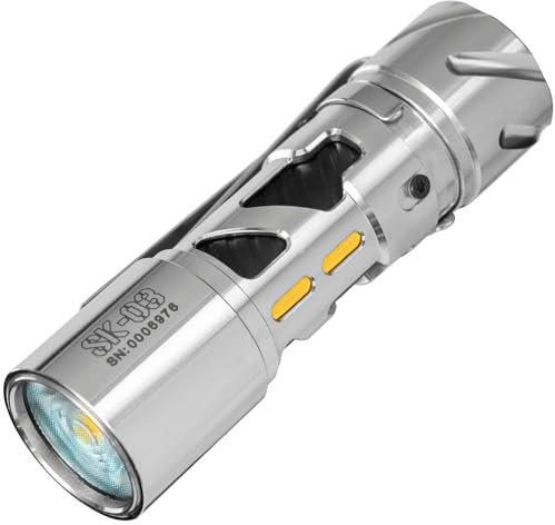 LOOP GEAR SK03 Rechargeable LED Flashlight, AA Battery Operated Side Light with Diffusers, 1000 High Lumens, 10 Light Modes, IP65 Waterproof, Super Bright Camping Flashlight