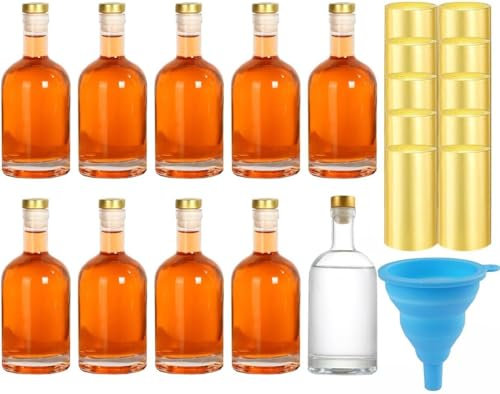 Danmu Art Lot de 10 bouteilles en verre de 100 ml, avec liège, capsules rétractables, pour vin, sauce et décorations