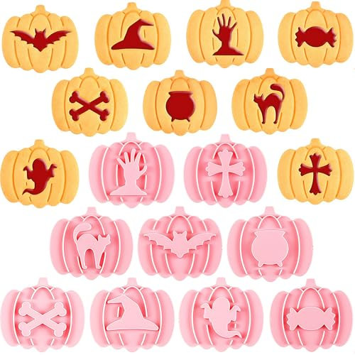Mainiusi Halloween Ausstechformen Kürbis 10 Stück, Brot 3D Linzer Ausstecher Kürbis Keksausstecher Halloween Plätzchen Ausstecher Ausstechformen Fondant Keksstempel für Kinder