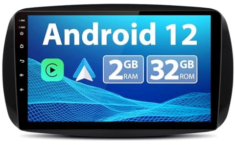 AWESAFE Autoradio für Smart Fortwo 453 2016-2019, Android 12, 2+32G, 9 Zoll Touchscreen, mit Blende, GPS Navigation Carplay Android Auto Bluetooth WiFi Unterstützung