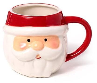 Santa Claus Ceramic Mug – Festive 3D Santa Head Design – 350ml Christmas Coffee Mug – Perfect for Hot Drinks, Hot Chocolate, Tea