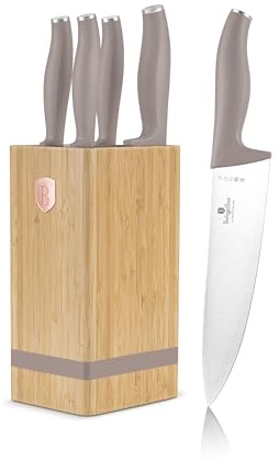 Berlinger Haus Messerset mit Ständer BAMBOO 6-tlg. Taupe Collection BH-2974