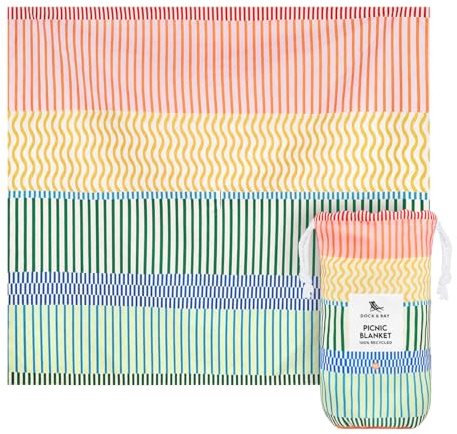 Dock & Bay Picknickdecke - Schnell trocknend und wasserfest - 100% recycelte Materialien - Large (66x66) - Stripe Up Your Life