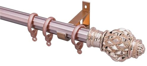 HZEPDVT 2,8 mm verdickte Aluminiumlegierung, Wandstärke: 28 mm, großer Durchmesser, seitlich montierte Gardinenstange, einspurig, zweispurig, Roségold, 1 Stück(160cm(62.9inch),Single)