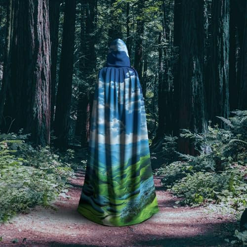 sttung Farm Houses Windmill Tractor Halloween Hooded Cloak Adults Cape Carnivals Witch's Cloak Costumes Party