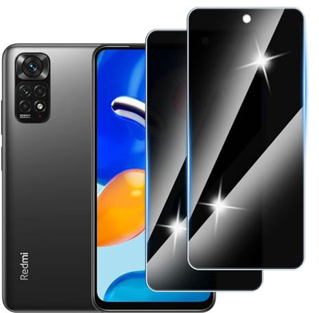 Hirshen 【2 Piezas】 Protector Pantalla Privacidad para Redmi Note 11S,Anti-Espía Vidrio Película,Cristal Vidrio Templado Anti Espía,9H Dureza,Sin Burbujas,Anti-Arañazo,Privacy Screen Protector