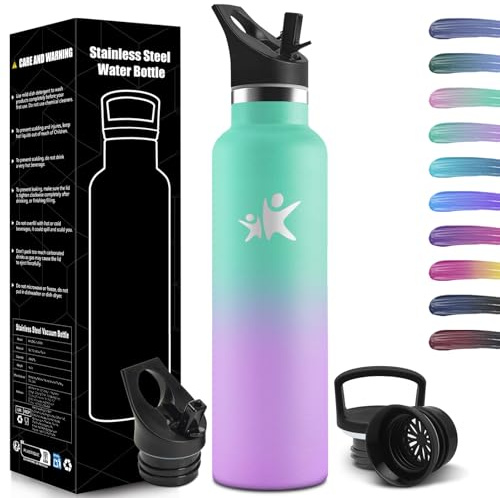 HoneyHolly Botella Agua Acero Inoxidable, 1000 ML Reutilizable Sin BPA, Botella Agua Termica, Botella Agua, Aislamiento Al Vacío de Doble Pared, Termos, Cantimplora para Adultos, Deporte
