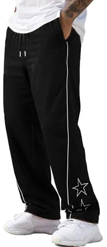AIEOE Pantalon de jogging baggy pour homme avec cordon de serrage Y2k Track Pants jambes larges Pantalon de loisirs Coupe droite Pantalon de survêtement