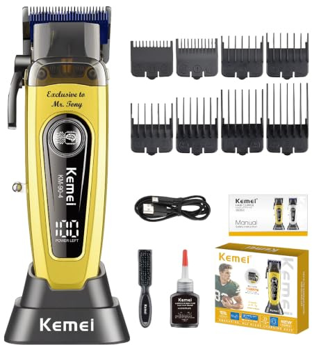 KEMEI KM-90-4 Professionelle schnurlose Haarschneidemaschine, verstellbare Klinge, Haar- & Bartschneider, USB wiederaufladbar, Geschenk für Männer