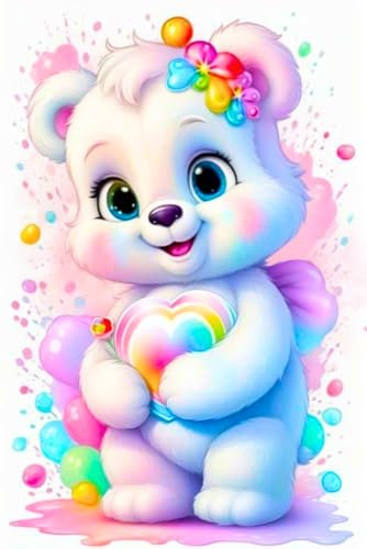 Picmondoo Diamond Painting – 30x45 cm, Mit quadratischen Harzsteinen, AB-Steinen, Strassfarben & Metallicfarben – DIY-Kunstwerk für Erwachsene & Kinder (Herzensbärchen)