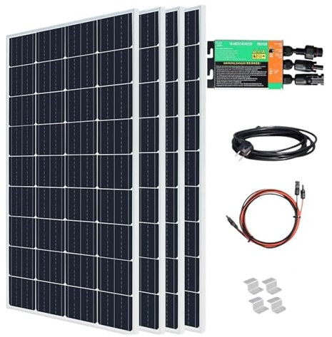 ZGJIAJU Panneau Solaire en Verre 800W, Panneau Photovoltaïque, Système Solaire, Balcon, Maison for Prise, Micro-onduleur sur Réseau, Système Photovoltaïque Sûr Efficace(800w Plug and Play)