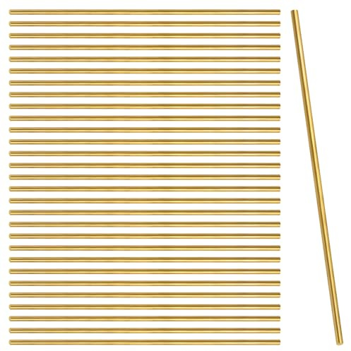HONYUET 40 Pcs 3mm x 100mm Brass Rod, Solid Round Brass Bar Stock for DIY Craft, Model Making