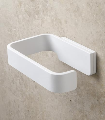 KAZAI. Porte Papier Toilette sans perçage | Support Papier Toilette Mural | Dérouleur WC adhésif | Porte-Rouleau pour Salle de Bain en métal | Blanc