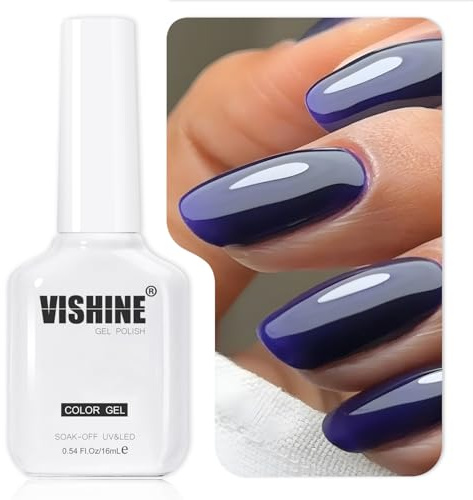Vishine Vernis Gel Semi-Permanent 16ml – Esmalte de uñas gel UV/LED de 16ml, azul marino, para manicura de salón y DIY, Navy L441