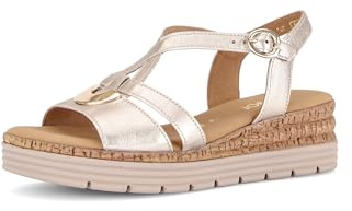 Gabor Damen Plateausandalen, Frauen Sandalen,Strandschuhe,Plateausandaletten,Dicke Sohle,Passform,Comfort,Optifit,rot,Puder (Gold),43 EU / 9 UK