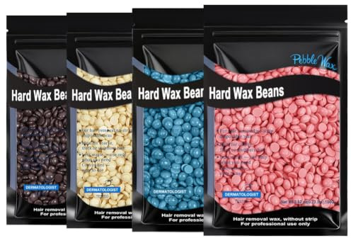 Beugo Waxing Perlen, 400g Wachsperlen Haarentfernung für Home | Wax Perlen, Hard Wax Beans Hartwachsbohnen für Beine, Arme, Achselhöhlen (4 Pack, Sahne, Rose, Schokolade und Kamille)