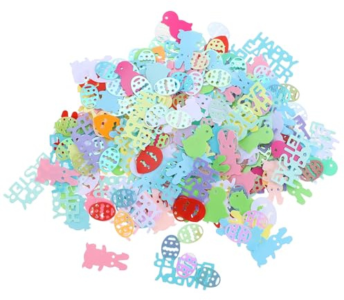TOYANDONA Buntes Osterfest Konfetti mit Hasen und Eiform aus PVC 3 Stück-Pack Tischkonfetti für Selbstgemacht Wiederverwendbar für Ostern und Partydekoration