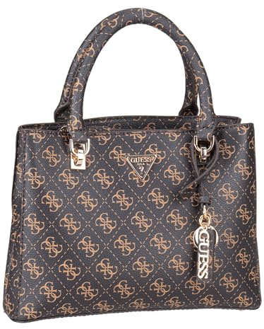 GUESS Handtasche Umhängetasche Noelle II Multi Compartment Satchel Brown Logo dunkelbraun