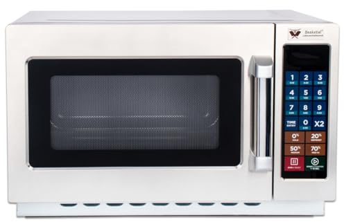 Beeketal Profi Gastro Mikrowelle Premium | 1000W | Edelstahl | Keramikboden ohne Drehteller | Touch-Display | Gewerbe-Mikrowellengerät | Modell MW-25 oder MW-34 wählbar (MW-34 Premium)