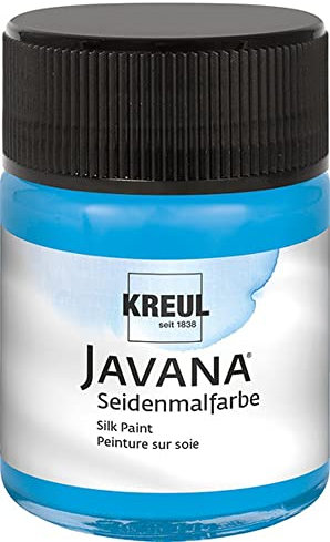 KREUL 8104 - Javana Seidenmalfarbe im 50 ml Glas, blau, hochpigmentierte und brillante Farbe auf Wasserbasis, mit fließend flüssigem Charakter, dringt tief in die Fasern ein
