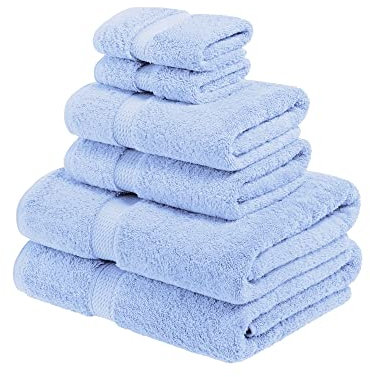 Superior 6-teiliges Handtuch-Set aus ägyptischer Baumwolle, enthält 2 Badetücher, 2 Handtücher, 2 Gesichtstücher/Waschlappen, ultraweiche Luxus-Handtücher, Dicke Plüsch-Essentials, Gästebad, Spa,