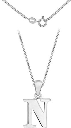 Tuscany Silver Damen Sterling Silber Initial N Anhänger an Panzerkette 46cm/18zoll