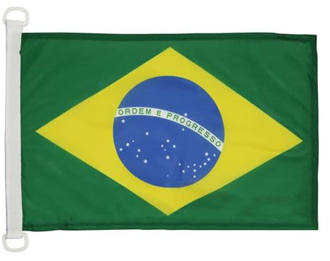 AZ FLAG Bandera Nautica de Brasil 45x30 cm - Pabellón de Conveniencia Brasileña 30 x 45 Cm, Bandera de Barco con anillas