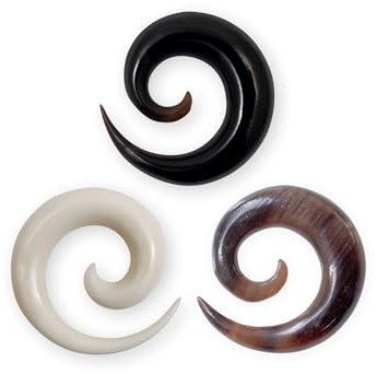 Fly Style 1 Stück Piercing Ohr Expander aus Horn oder Knochen - Schlichte Dehnschnecke Dehnspirale Dehnungsschnecke Dehnsichel, Grösse:14 mm, Farbwahl:schwarz