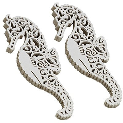 50pcs Marque Place Cheval de mer Mariage Carte Porte Nom Déco Verre Noël Fête Beige