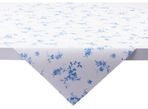 Sovie Home Tischdecke Bonnie, BLAU, Linclass® Airlaid, 80 x 80cm, 1 Stück, zartes Blütendesign in Blau auf weißem Hintergrund, Elegante Tischdekoration