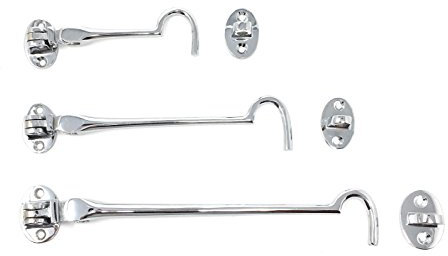 Heavy Duty Cabin Hook and Eye Lock for Shed, Gate or Garage Door in POLISHED CHROME - Choose from: 4, 6 or 8 (150mm (6))