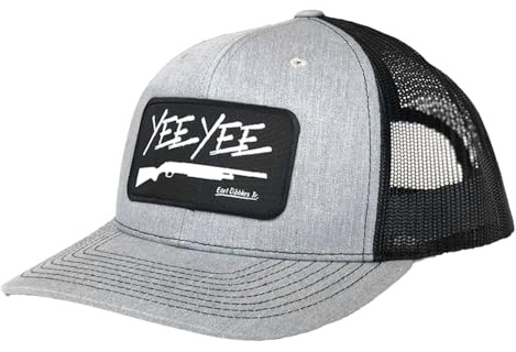 Yee Yee Apparel Steel Hat - Graue und schwarze Trucker-Mütze mit verstellbarem Snapback und Netzrücken, Herren-Schnappkappe mit Bekleidungspatch, vorgekrümmte Krempe