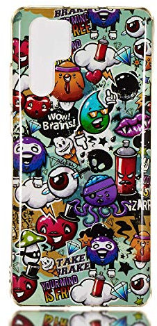 DasKAn Lumineux Silicone Coque Huawei P30 Pro,Fluorescent Lumineuse dan Le Noir Motif Coloré Ultra Mince Souple Caoutchouc Housse de Arrière Antichoc Flxible TPU Étui pour Téléphone,Graffiti