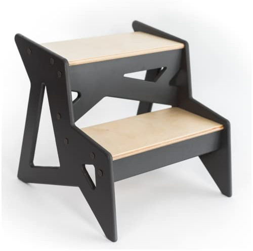 Tritthocker holz kleinkind küchenstuhl kinderbank kleine leiter duschhocker kind bad tritthocker holzbett tritthocker küchenhelfer( (Grau Geometric)