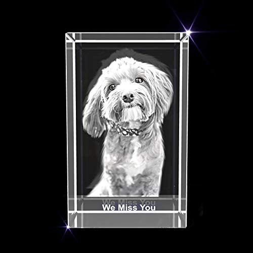 Souvenir personnalisé en cristal gravé 3D pour animal de compagnie – Photo et texte personnalisés pour animal de compagnie (XL Rectangle 10,2 x 15,2 x 7,6 cm)