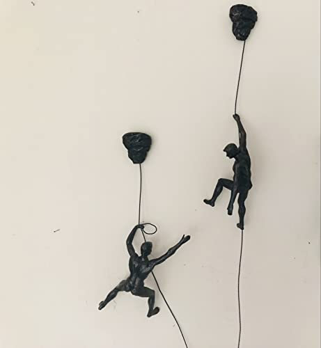 There for each other Duo Set mit 2 großen Kletterkameras Nagelkappen inklusive 2 x große Kletterfiguren zum Aufhängen an Drahtseil Wandkunst Statue Seil Draht Ornament