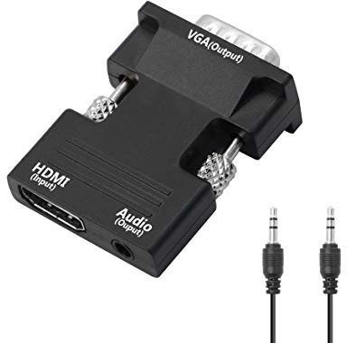YACSEJAO HDMI all'adattatore del VGA con jack audio da 3.5mm Femmina di HDMI al VGA maschio Converter, compatibile per computer, desktop, laptop, PC, monitor, proiettore, HDTV, e Altro